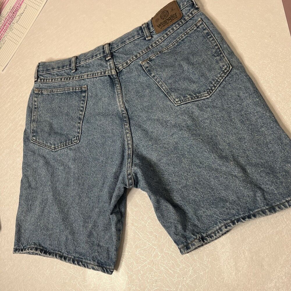 Vtg Wrangler Mens Shorts 38 Blue Denim Jean Work Workwear Inseam 9.5 Made In USA - Picture 10 of 10